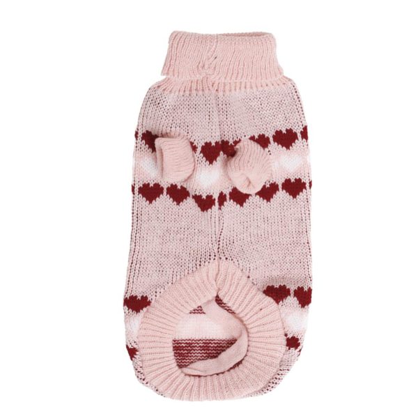 Maxbell Maxbell Soft Comfortable Stretchable Ribbed Neck Dog Sweater Knitwear Pet Supplies Pink + Dark Red + White XL Cheap