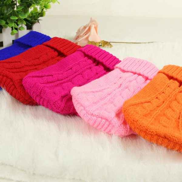 Maxbell Maxbell Dog Puppy Warm Winter Knitted Fashionable Soft Durable Sweater Clothes Apparel Costume Outfit Pet Supplies 4# Rose Red Cheap