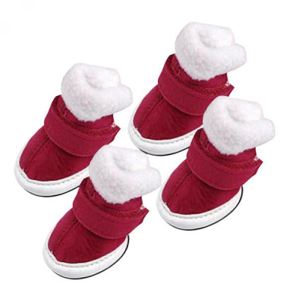 Maxbell Maxbell Pet Dog Puppy Supplies Dog Paw Protectors Winter Warm Cozy Shoes Boot Size M Pack of 4PCS Red #1 For Cheap