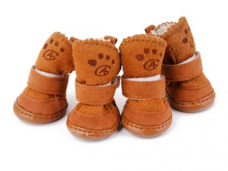 Maxbell Maxbell Pet Dog Puppy Supplies Dog Paw Protectors Winter Warm Cozy Shoes Boot Size M Pack of 4PCS Tan #3 Online Hot Sale