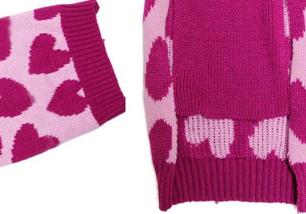 Maxbell Maxbell Pink Heart Pattern Charms Sweater Warm Clothes For Pet Dogs Winter Clothing Apparel Outfit Supplies Size XS Online Hot Sale