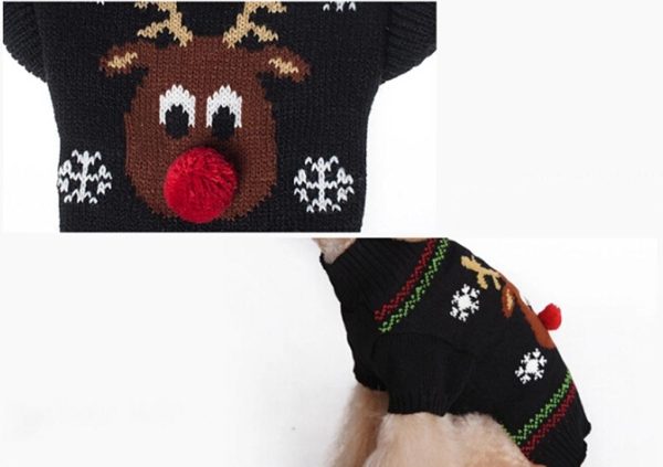 Maxbell Maxbell Fashionable Christmas Red Nose Reindeer Pattern Turtleneck Sweater Clothes For Pet Dogs Winter Clothing Apparel Outfit Supplies Size XS Online Sale