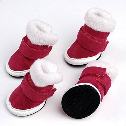 Maxbell Maxbell Pet Dog Puppy Supplies Dog Paw Protectors Winter Warm Cozy Shoes Boot Size M Pack of 4PCS Red #1 For Cheap