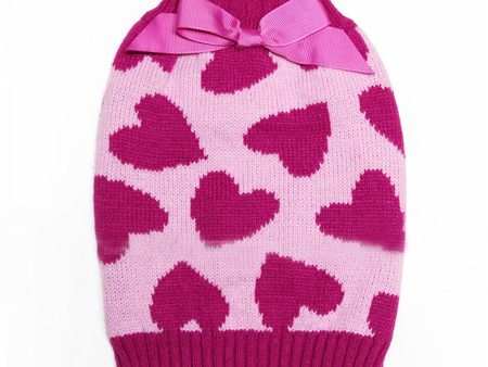 Maxbell Maxbell Pink Heart Pattern Charms Sweater Warm Clothes For Pet Dogs Winter Clothing Apparel Outfit Supplies Size XS Online Hot Sale