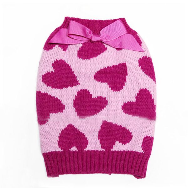 Maxbell Maxbell Pink Heart Pattern Charms Sweater Warm Clothes For Pet Dogs Winter Clothing Apparel Outfit Supplies Size XS Online Hot Sale