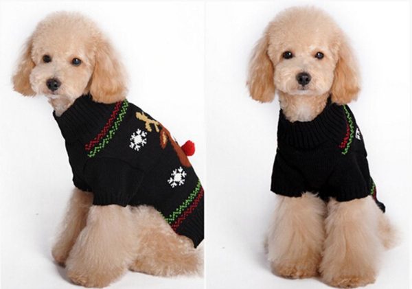 Maxbell Maxbell Fashionable Christmas Red Nose Reindeer Pattern Turtleneck Sweater Clothes For Pet Dogs Winter Clothing Apparel Outfit Supplies Size S Fashion