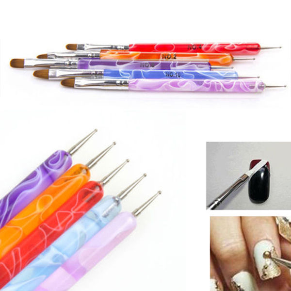 Maxbell Maxbell 5pcs Nail Art Design Painting Dotting Pen Brushes Manicure Tool Kit Set For Sale