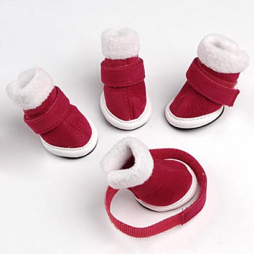 Maxbell Maxbell Pet Dog Puppy Supplies Dog Paw Protectors Winter Warm Cozy Shoes Boot Size M Pack of 4PCS Red #1 For Cheap