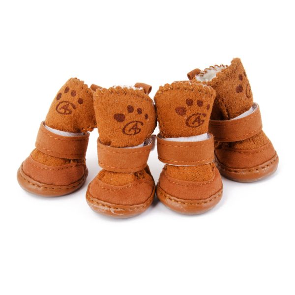 Maxbell Maxbell Pet Dog Puppy Supplies Dog Paw Protectors Winter Warm Cozy Shoes Boot Size M Pack of 4PCS Tan #3 Online Hot Sale