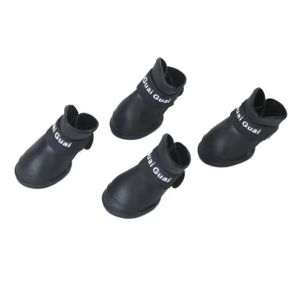 Maxbell Maxbell Pet Dog Puppy Supplies Dog Paw Protectors Waterproof Skidproof Rain Shoes Boot Size M Pack of 4PCS Black For Sale