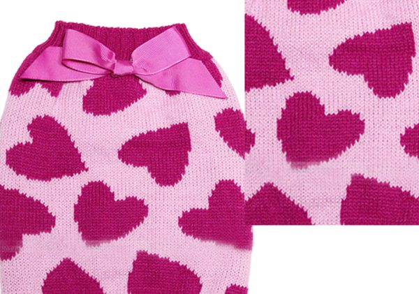 Maxbell Maxbell Pink Heart Pattern Charms Sweater Warm Clothes For Pet Dogs Winter Clothing Apparel Outfit Supplies Size XS Online Hot Sale