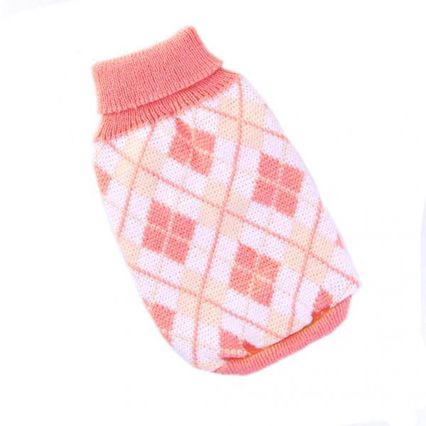 Maxbell Maxbell Pet Dog Supplies Knit Turtleneck Dog Winter Clothing Argyle Patterns Sweater Pink Size S on Sale