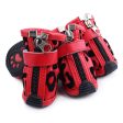 Maxbell Maxbell Set Of 4PCS Fashionable Adjustable Hook Loop Fasteners Anti-Slip PU Leather Leopard Pattern Shoes Boots Pet Supplies 5# Red + Black Sale