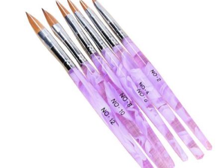 Maxbell Maxbell Set of 12PCS Acrylic Womens Nail Art Designer Painting Drawing Pen Brush Tool FOR Home Salon Use 6 Assorted Sizes Light lavender For Discount