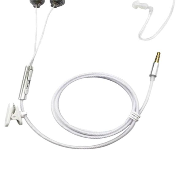 Maxbell Maxbell 3.5mm Air Tube Stereo Wired Double In-Ear Vacuum Spiral Conduit Anti-radiation  Earphone w  Mic & Volume Control On off Switch for iPhone Samsung MP3 Tablet PC White Online Sale